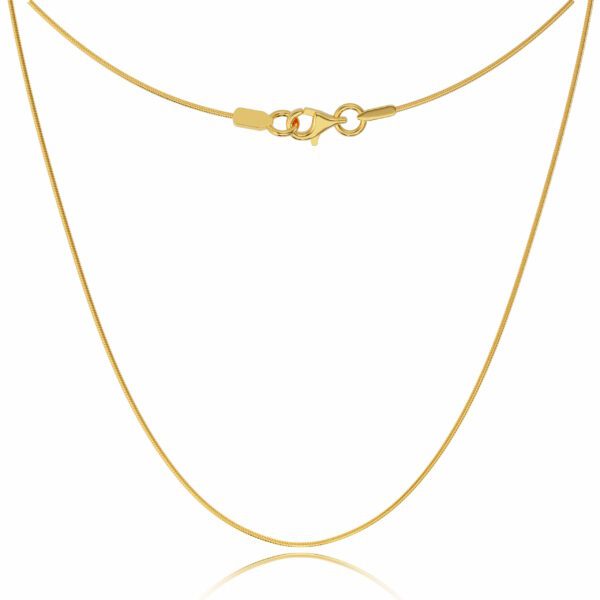 A gold chain with a clasp on a white background.